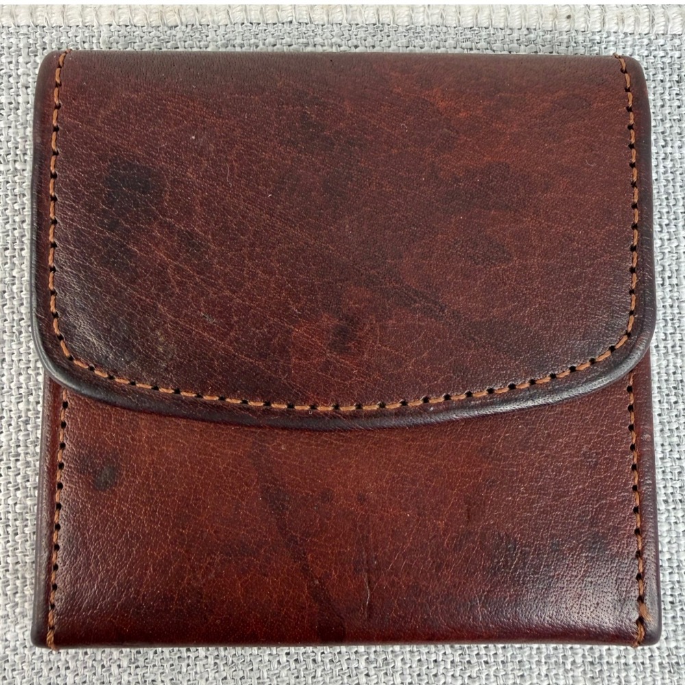 Vintage Coach 3"x3" Square Wallet Brown Leather Flat Pouch Slip Pocket